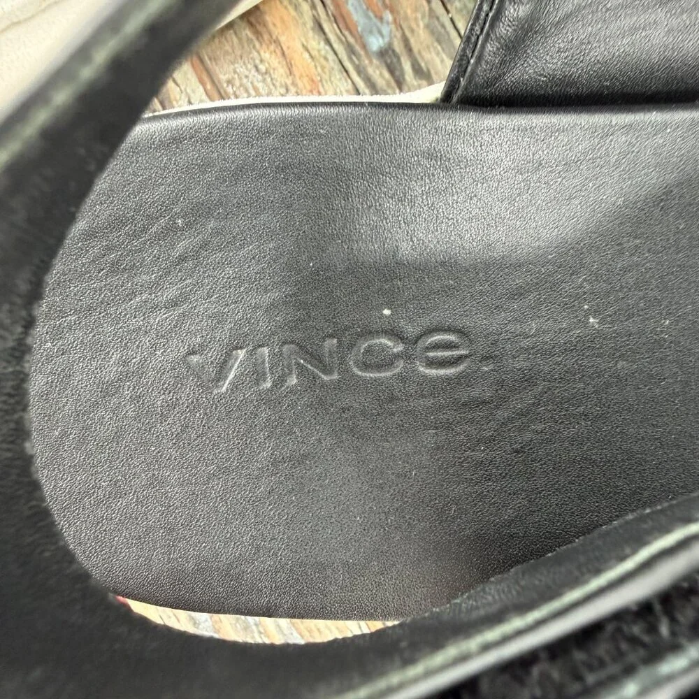 Vince Black Leather Platform Sandals Women’s Adjustable Strap Casual Shoes 9.5